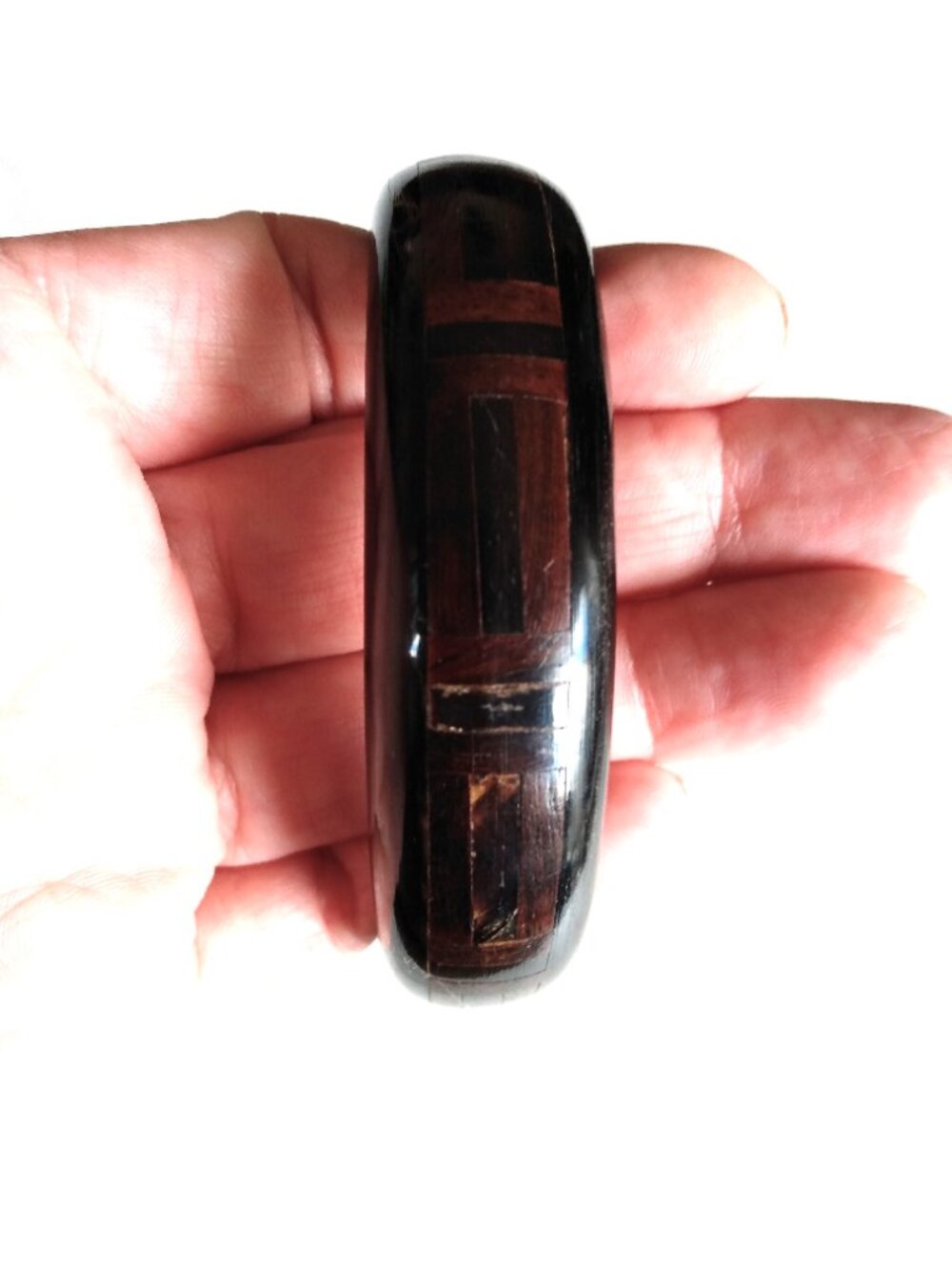 Vintage Wood Inlaid Bangle Bracelet Marquetry Jewelry - Picture 12 of 14
